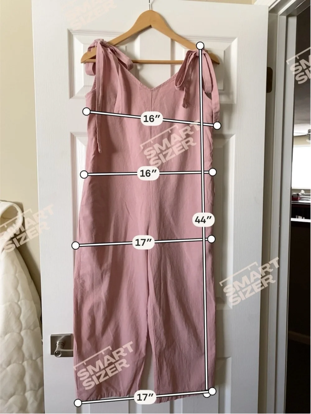 SHEIN Dusty Pink Tie-Strap Wide-Leg Jumpsuit - Picture 5 of 6